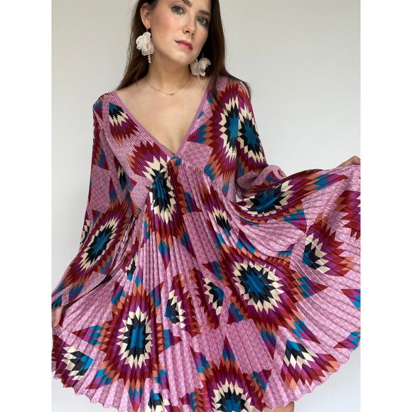 Vibrant Pink Patterned Mini Dress - Picture 5 of 11